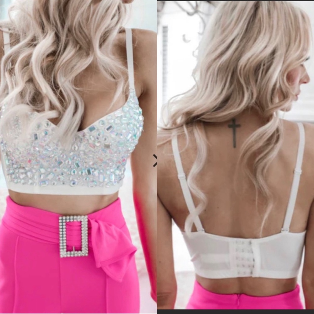 🤍White Rhinestone Bustier🤍